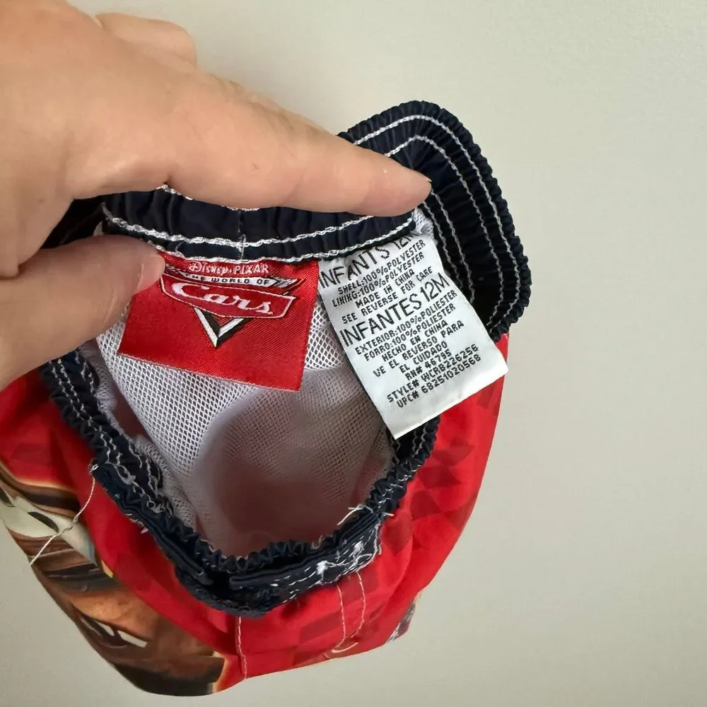 Vintage Y2K Disney Cars 12mo Lightning McQueen Mater Swim Trunks VGUC